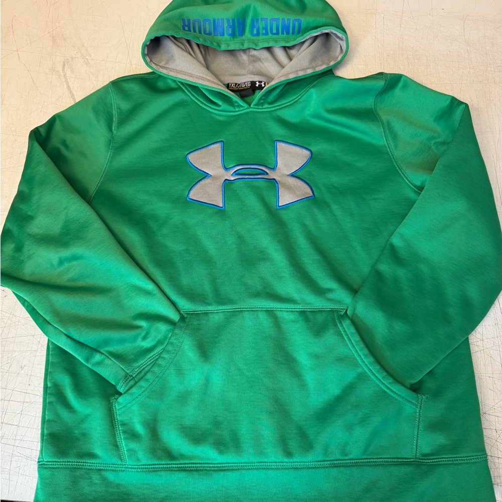 Boys Under Armour Green and Gray Hoodie